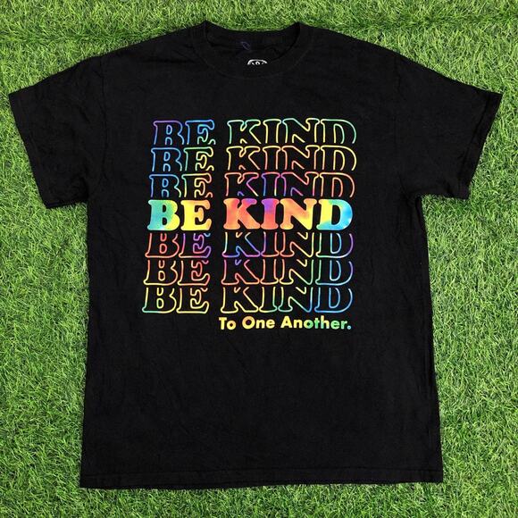 Other Tops - Black/Rainbow ‘Be Kind To One Another’ Graphic Tee